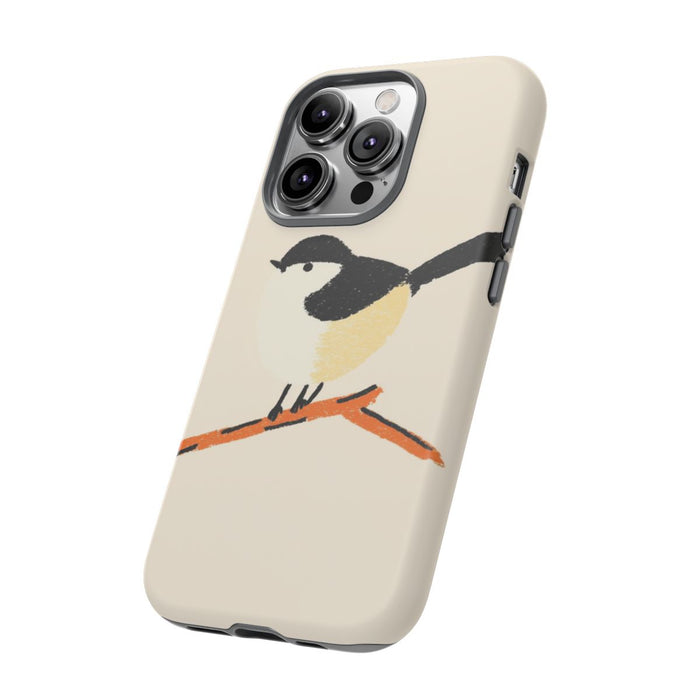 Minimalistische Vogelillustratie op Tak