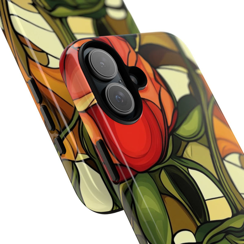 Rood-Oranje Art Nouveau Bloemmotief