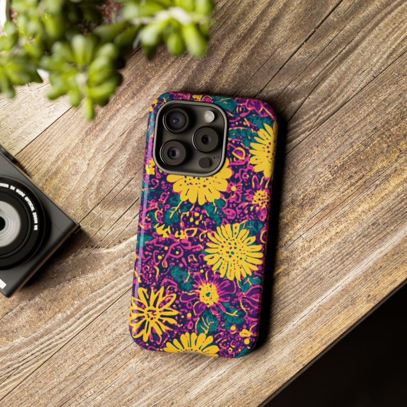 Gele en Paarse Bloemenprint