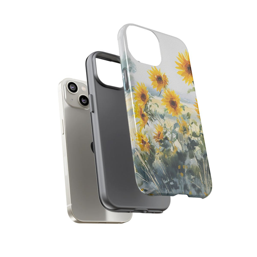 Gele Zonnebloemen in Pastelkleurig Landschap