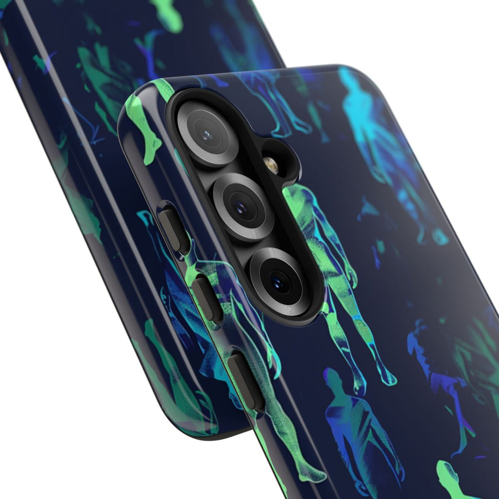 Blauw-Groene Neon Figurenpatroon