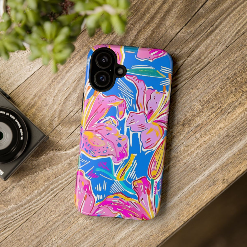 Felroze en Gele Bloemenprint