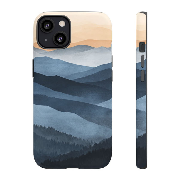 Gelaagd Berglandschap in Blauwe en Beige Tinten
