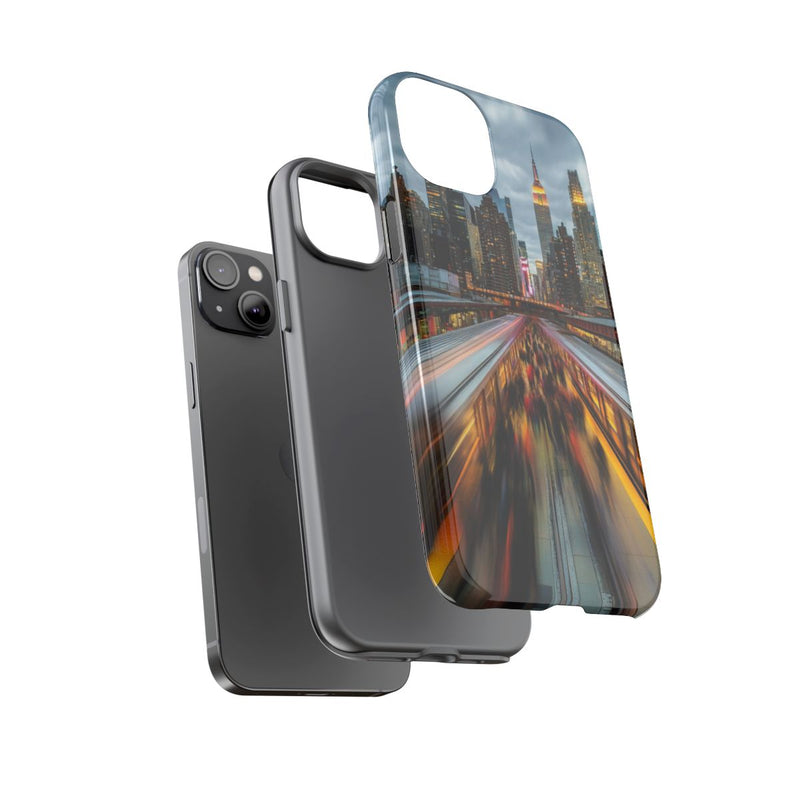 Stedelijke Skyline met Bewegende Metro