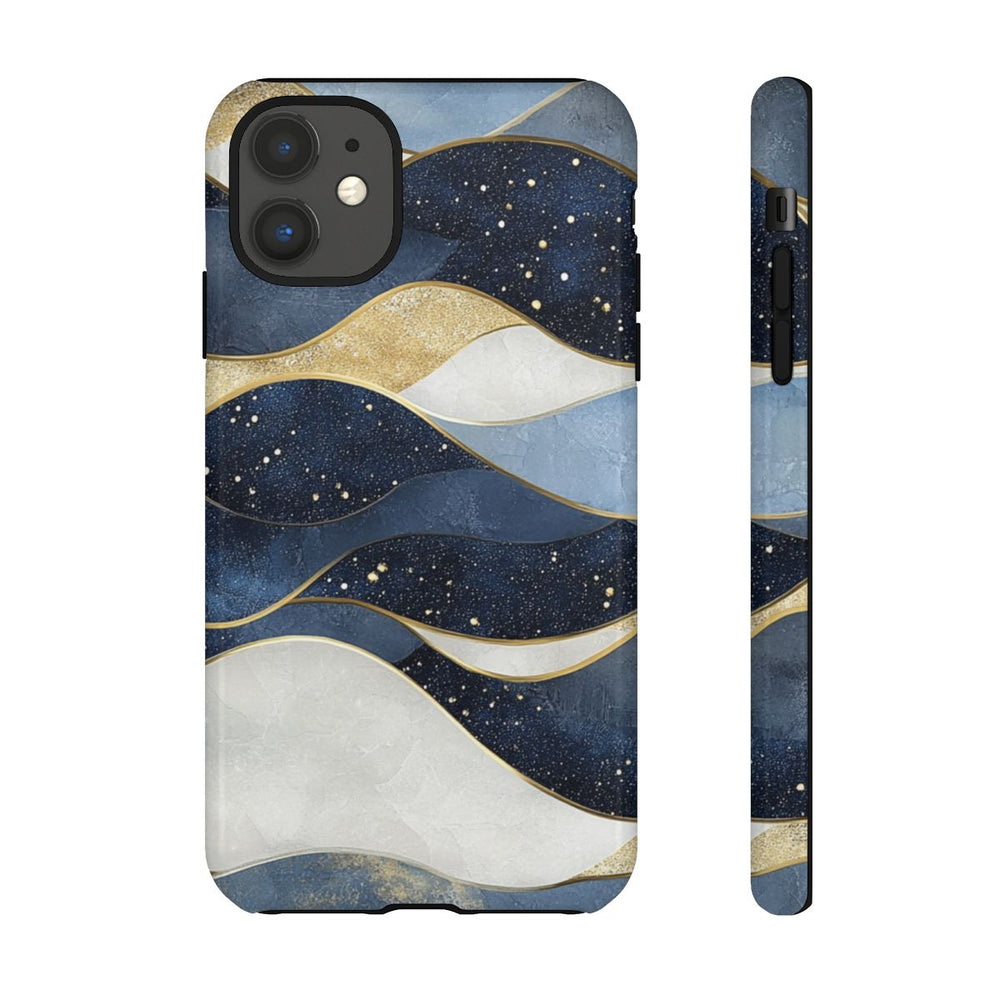 Abstract Blauw-Goud Golvenpatroon