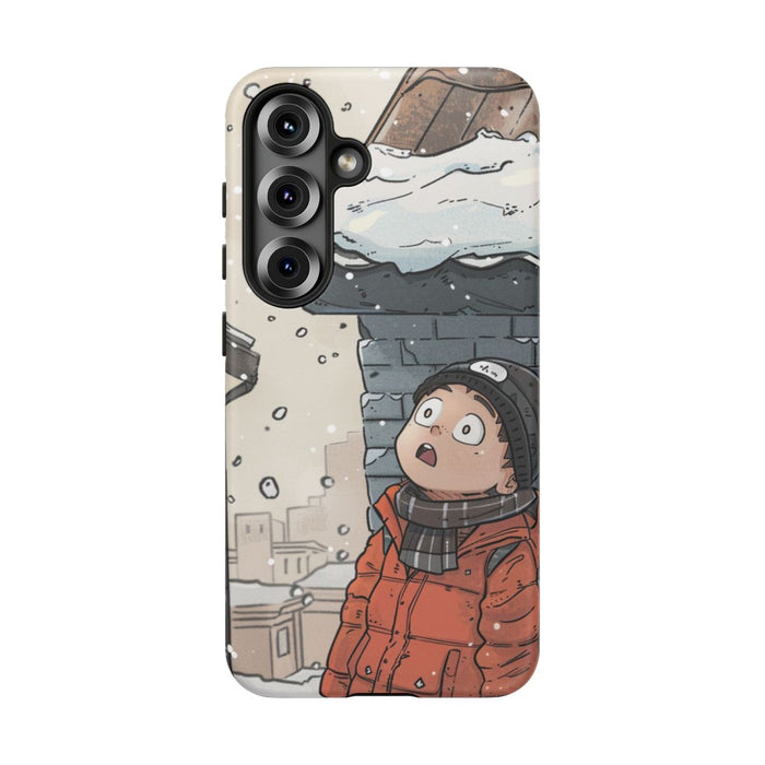 Chibi Wintertafereel met Besneeuwd Dak