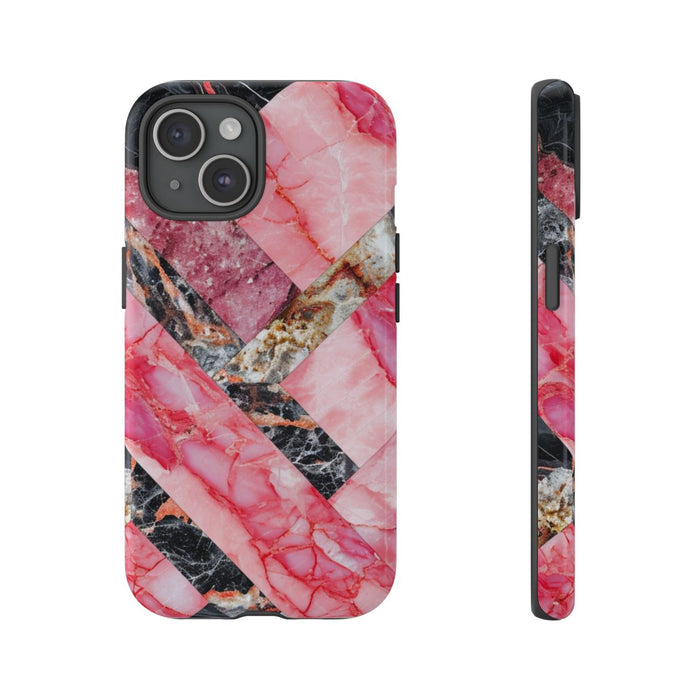 Roze en Zwart Geometrisch Marmerpatroon
