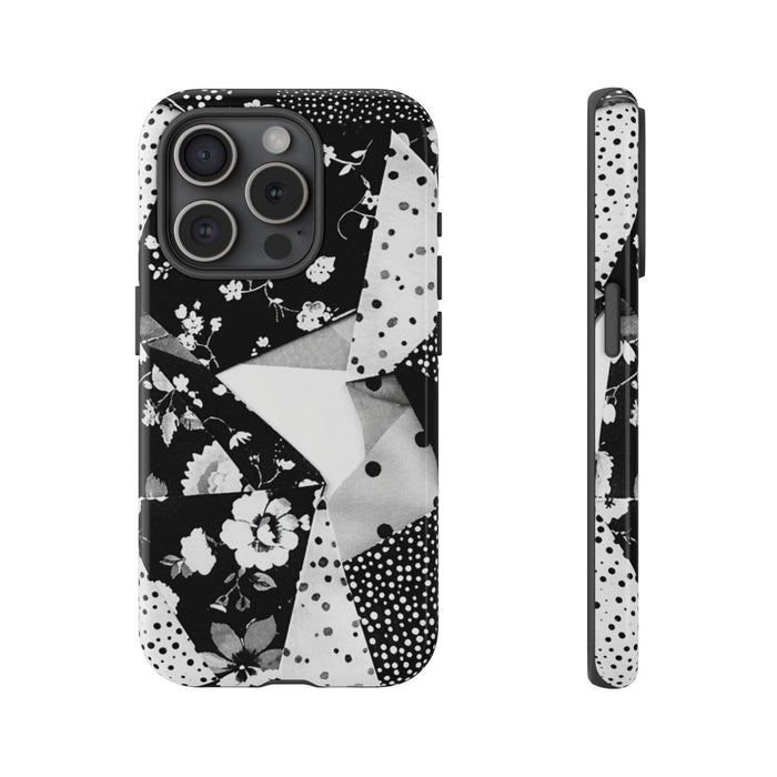 Monochrome Bloemen- en Polkadot Patchwork