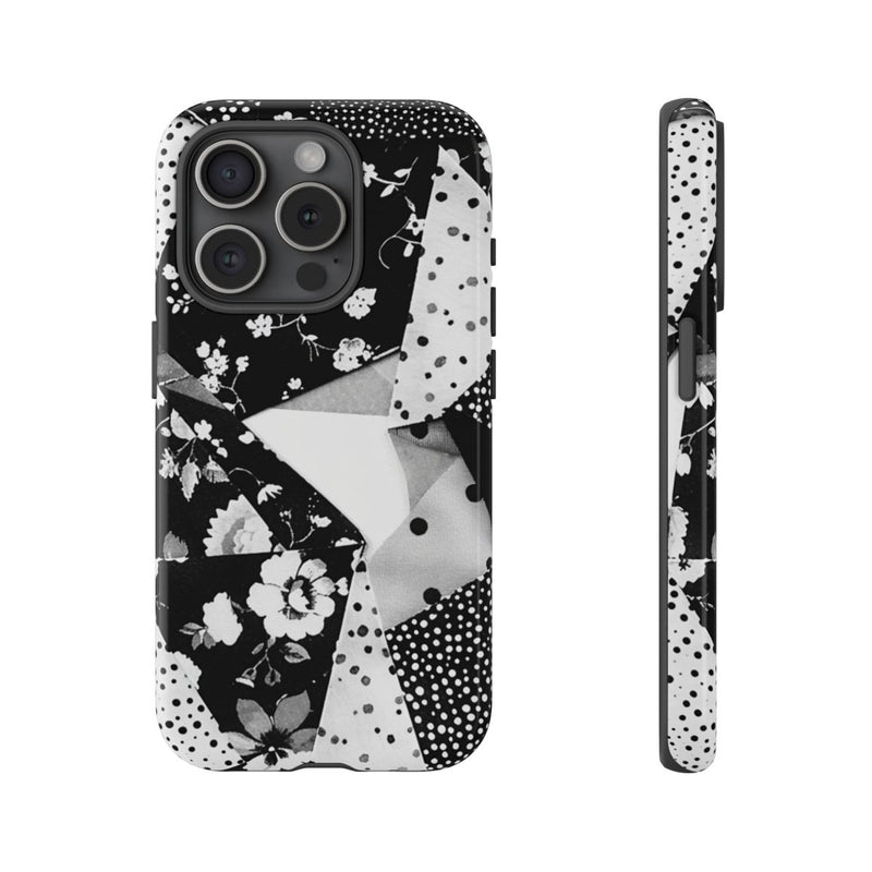 Monochrome Bloemen- en Polkadot Patchwork