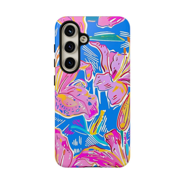 Felroze en Gele Bloemenprint
