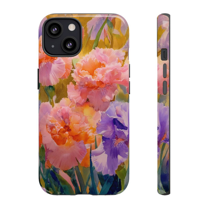 Roze en Paarse Bloemen in Aquarel