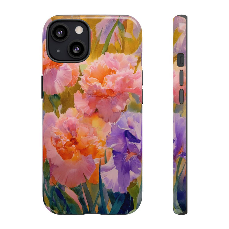 Roze en Paarse Bloemen in Aquarel