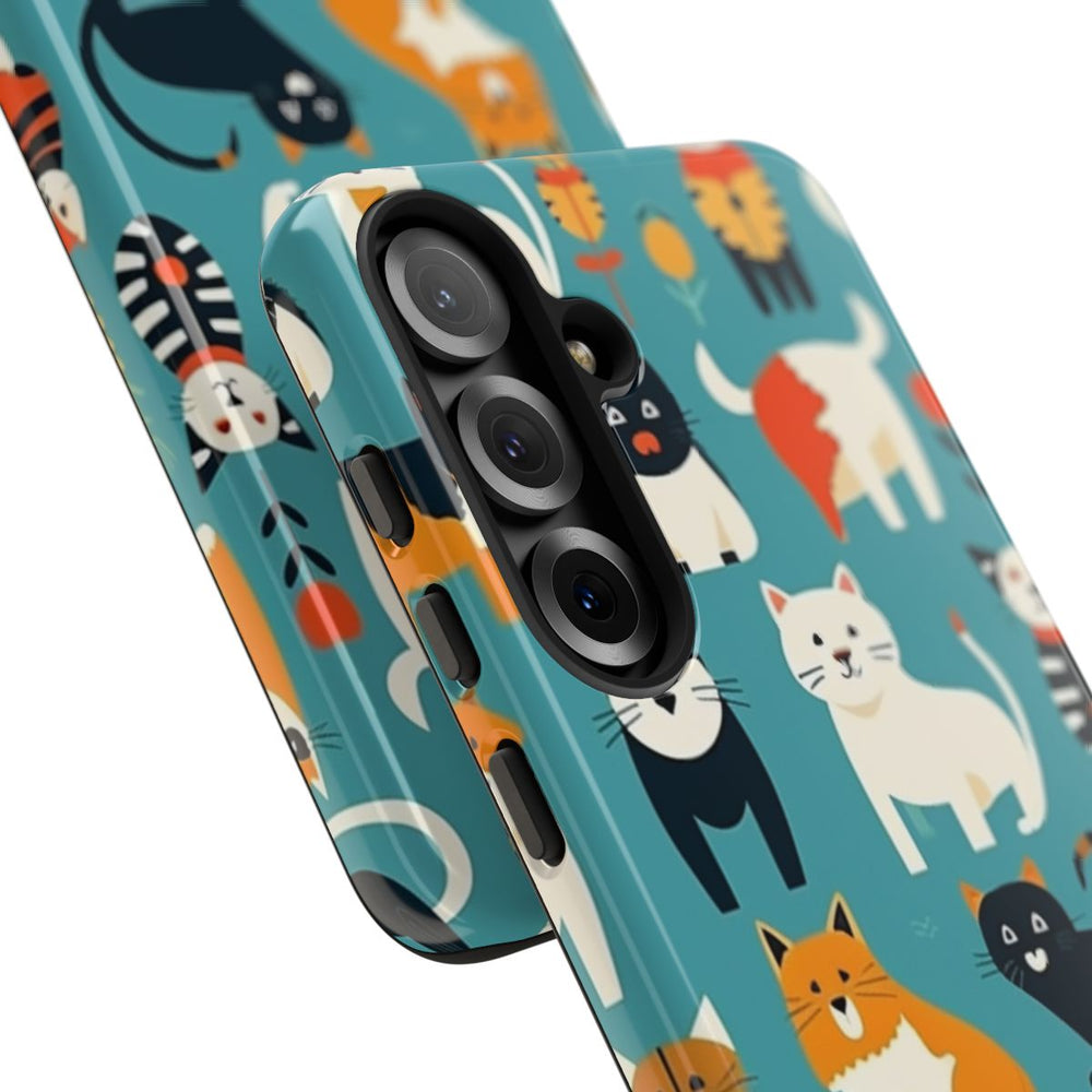 Kleurrijk Kattenpatroon op Glanzend Stevig Hoesje