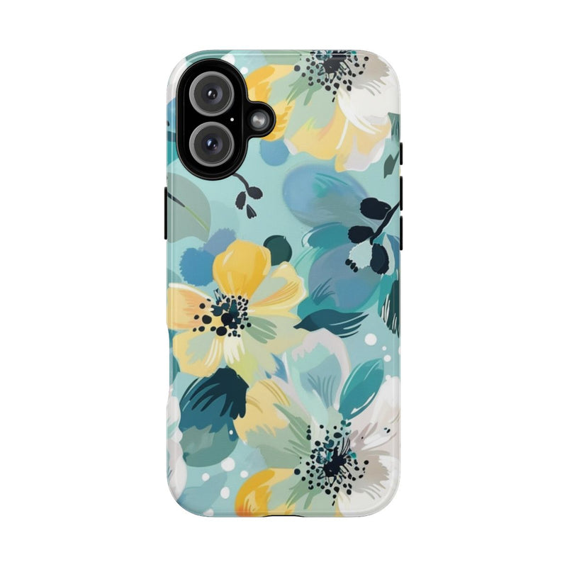 Turquoise Bloemenpatroon met Stippen