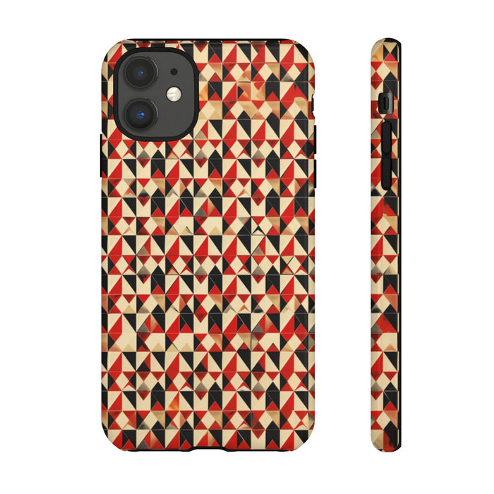 Geometrisch Abstract Patroon in Rood en Zwart