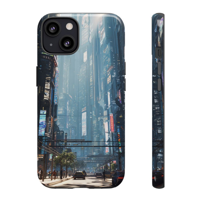 Futuristisch Stadsgezicht met Wolkenkrabbers en Verkeer