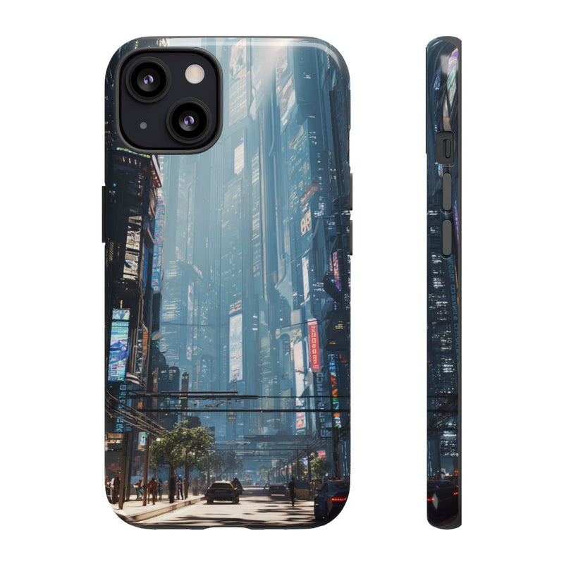 Futuristisch Stadsgezicht met Wolkenkrabbers en Verkeer