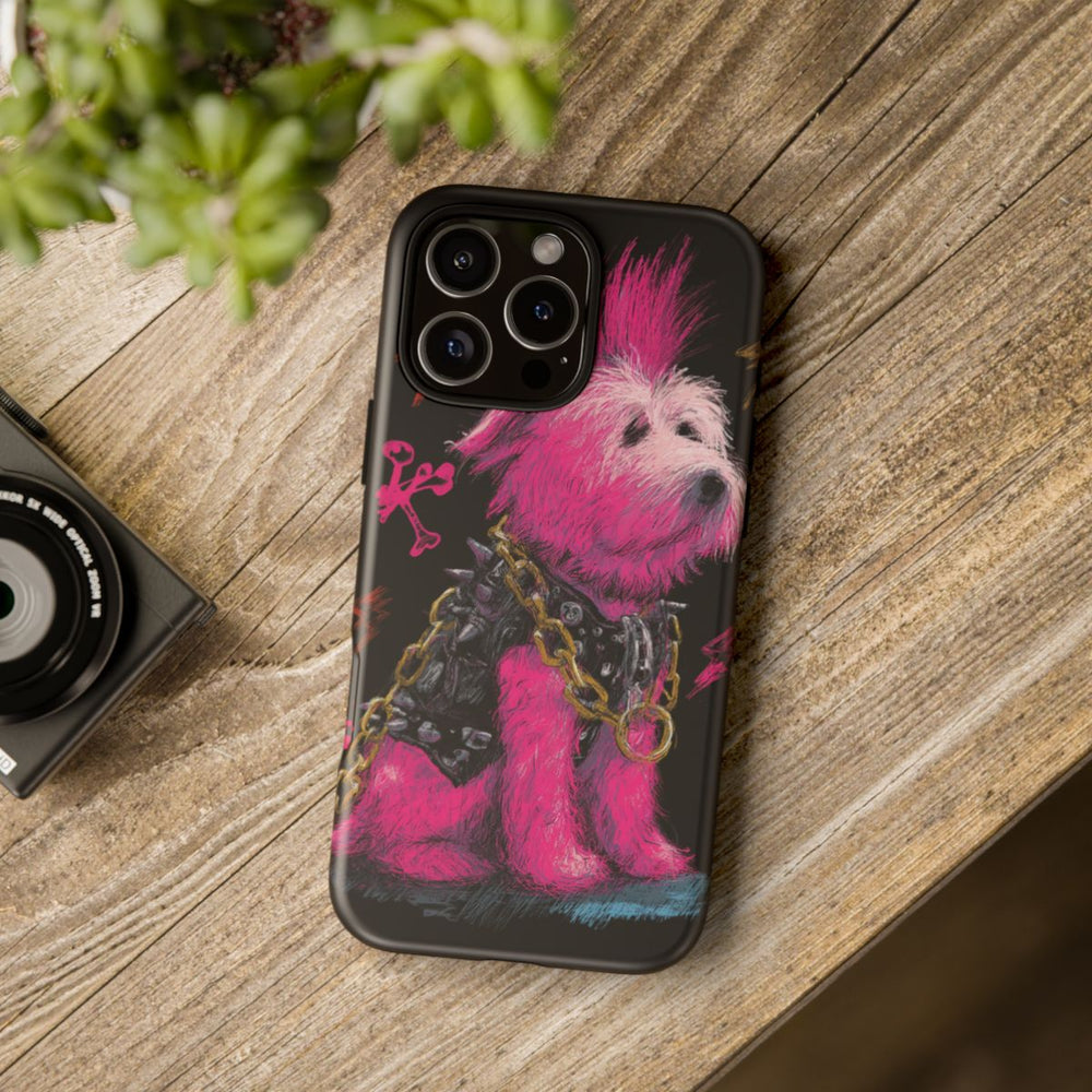 Punk Hond met Roze Hanenkam Illustratie