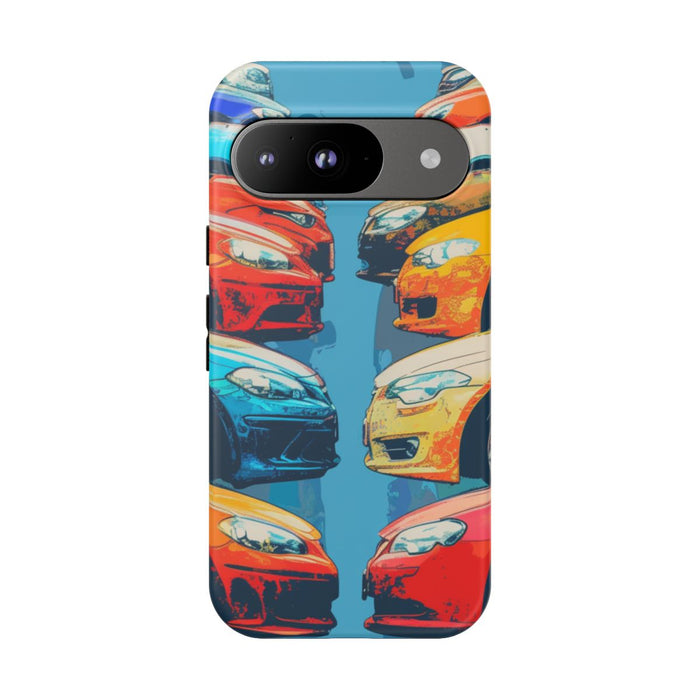 Kleurrijke Moderne Auto's in Lijntekening