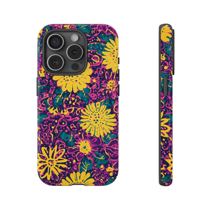 Gele en Paarse Bloemenprint