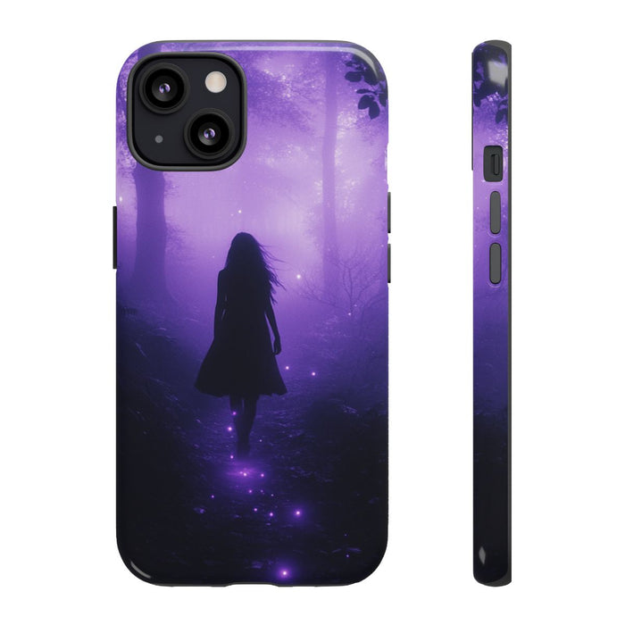 Silhouet in Gloeiend Paars Bos