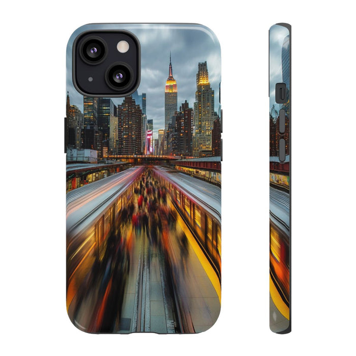 Stedelijke Skyline met Bewegende Metro