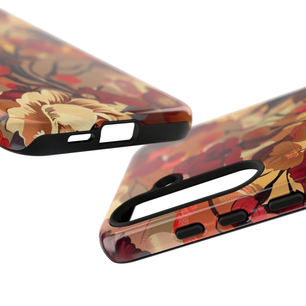Warm Bloemenpatroon met Bourgondische en Oranje Kleuren
