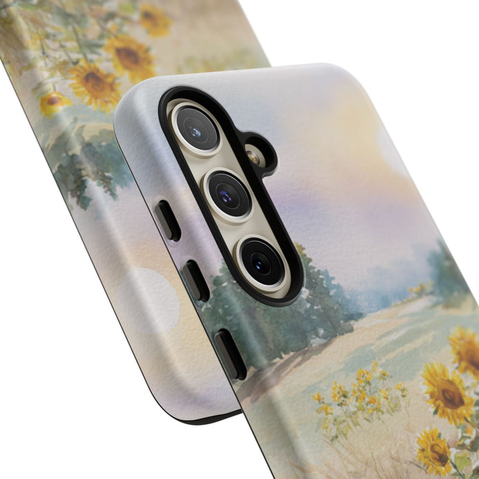 Zonnebloemen in een Pastelkleurig Landschap