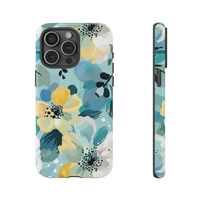 Turquoise Bloemenpatroon met Stippen