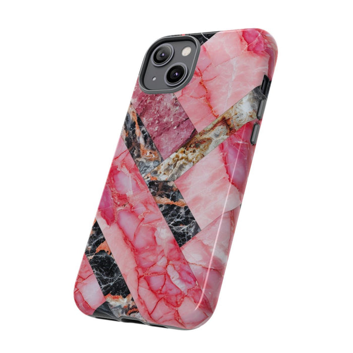 Roze en Zwart Geometrisch Marmerpatroon