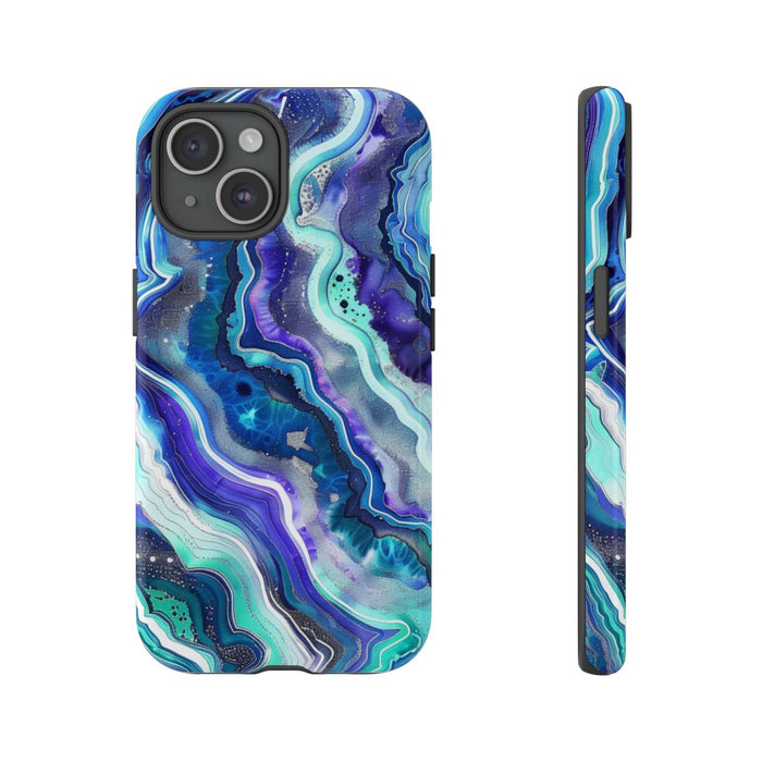 Blauw en Turquoise Geode Wervelpatroon