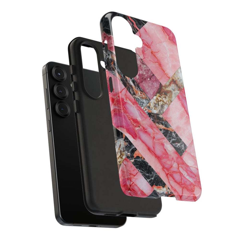 Roze en Zwart Geometrisch Marmerpatroon