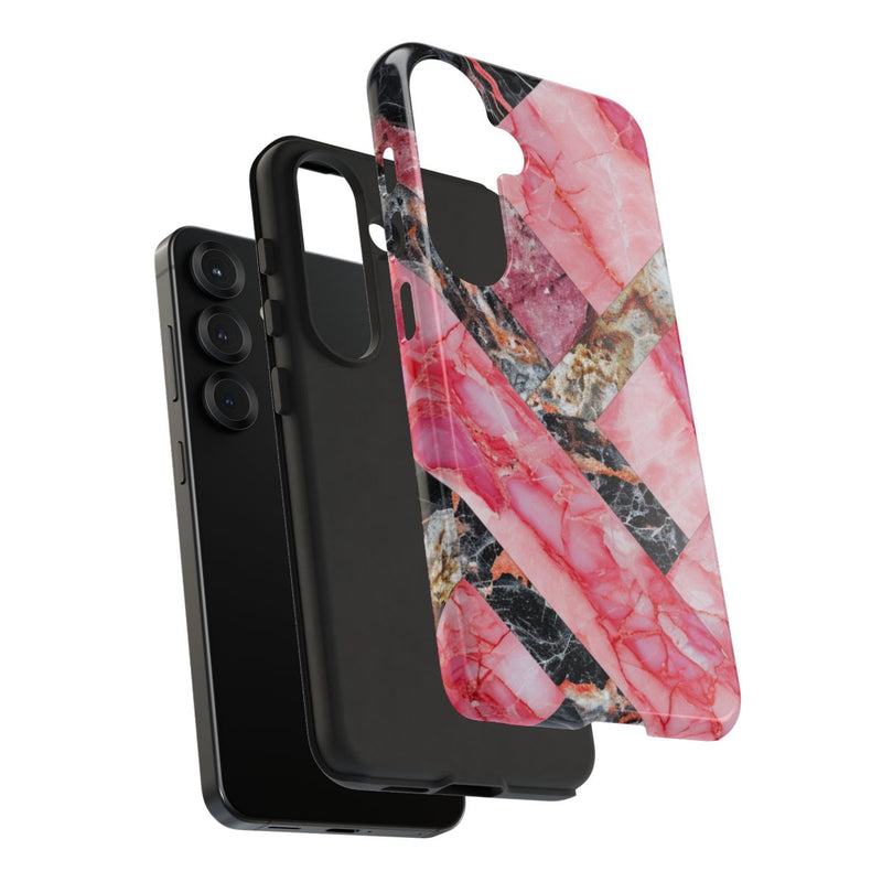 Roze en Zwart Geometrisch Marmerpatroon