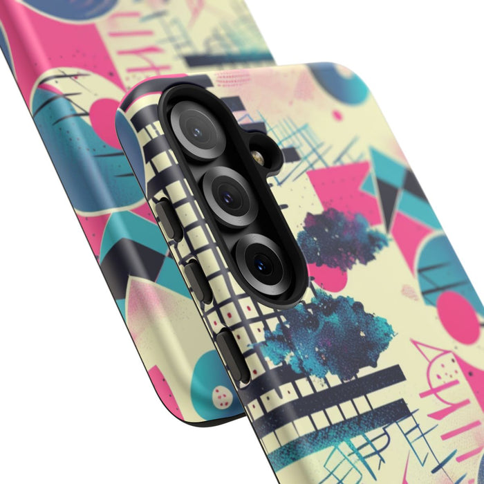 Abstract Geometrisch Patroon in Roze en Blauw