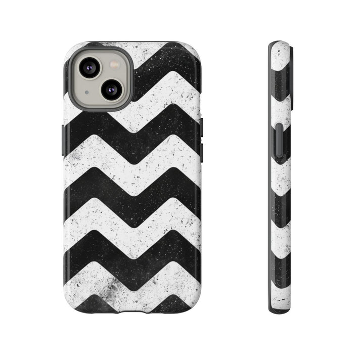 Zwart-Wit Zigzagpatroon met Vintage Effect