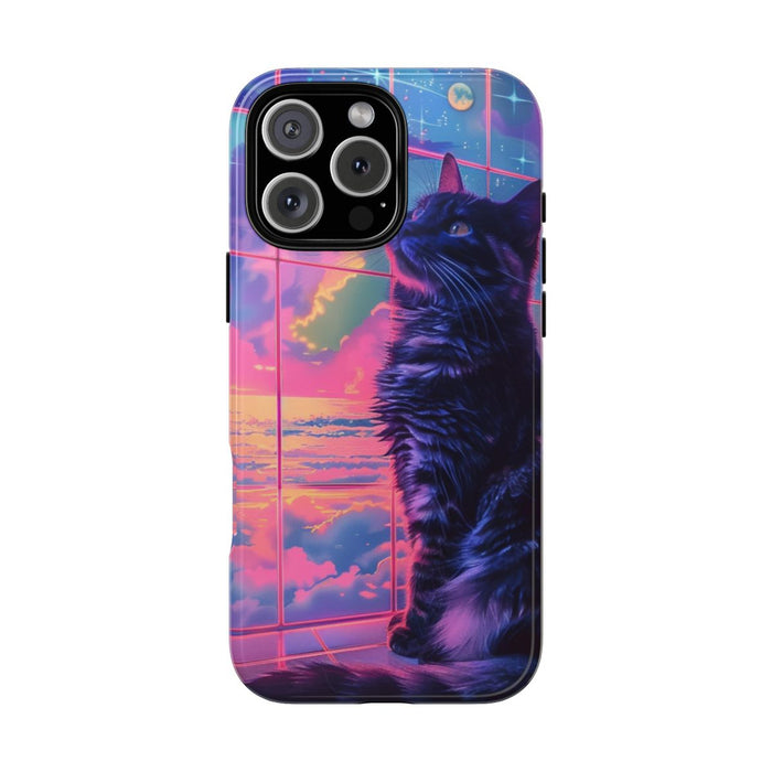 Lofi Vaporwave Kat met Neonlucht