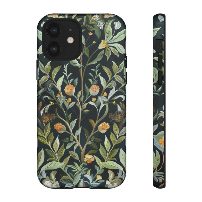 Gedetailleerde Botanische Illustratie met Oranje Bloemen