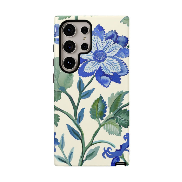 Blauw Waterverf Bloemenpatroon
