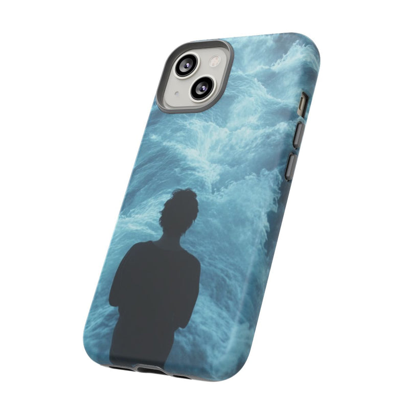 Persoon Staand Tussen Blauwe Watergolven