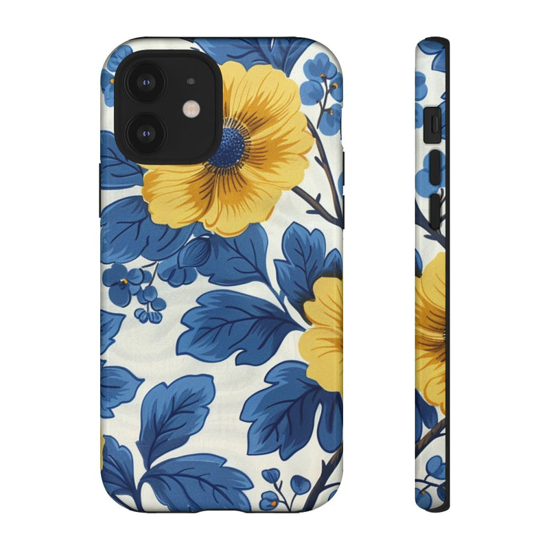 Blauw-Geel Bloemenpatroon