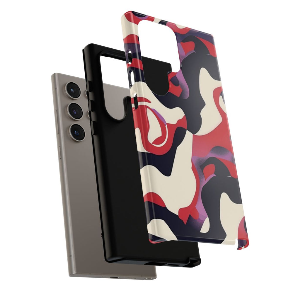Abstract Rood-Zwart-Crème Patroon