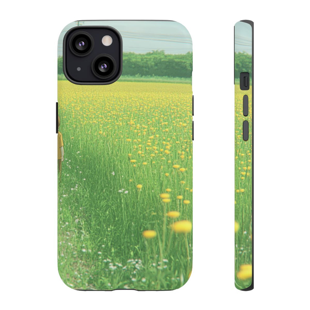 Jongen Wandelt Door Geel Bloemenveld