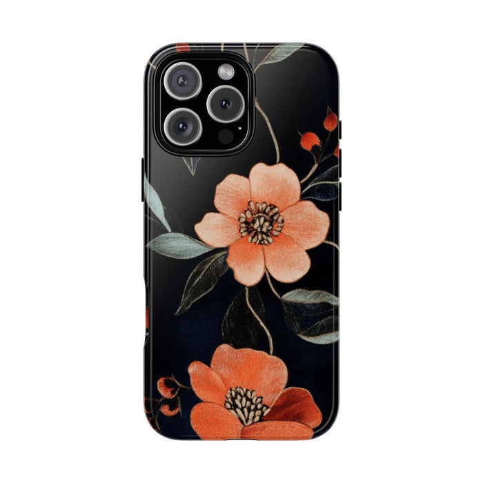 Oranje Geborduurd Bloemenpatroon