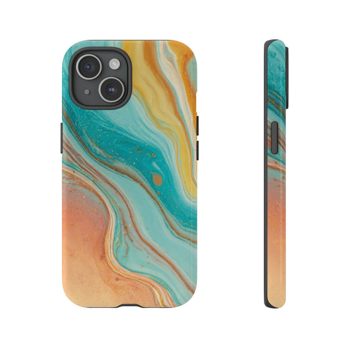 Oranje en Teal Marmer Abstract