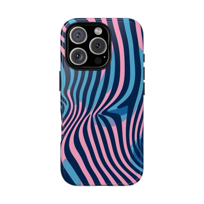 Golvend Blauw-Roze Optische Illusiepatroon