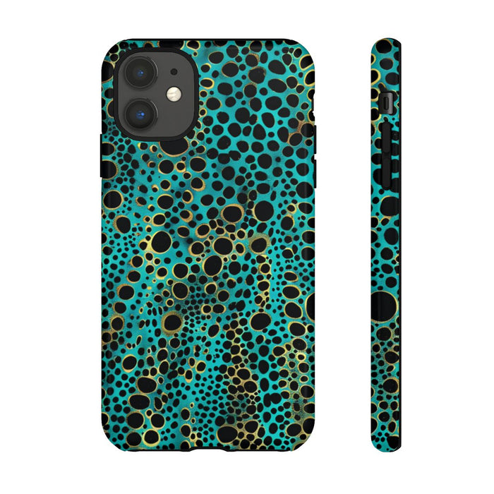 Turquoise en Zwart Abstract Stippenpatroon