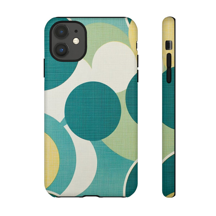 Retro Patroon met Blauwe en Gele Cirkels
