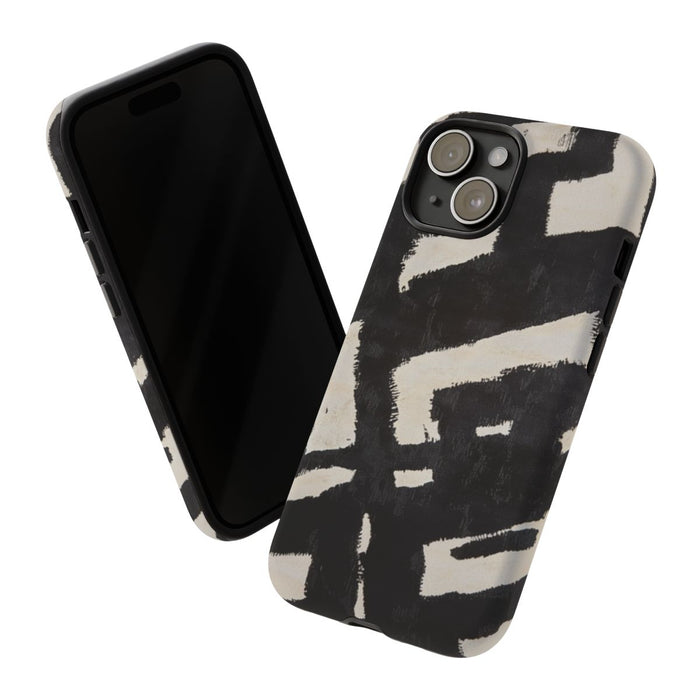 Abstract Zwart-Crème Patroon