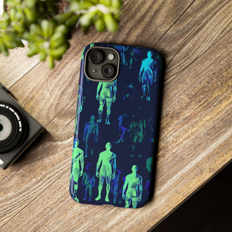 Blauw-Groene Neon Figurenpatroon