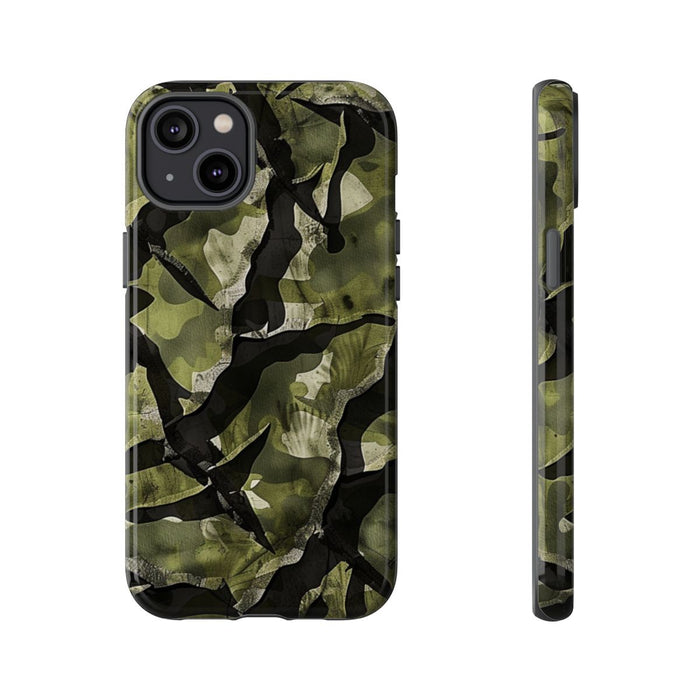 Groen Camouflagepatroon met Zwarte Abstracte Vormen